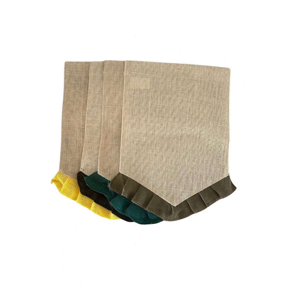 Set of 4 Blank Burlap Garden Flags 12x18 Pennant with Ruffle
